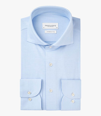 Profuomo slim fit overhemd japanese knitted lichtblauw met parelmoer knopen