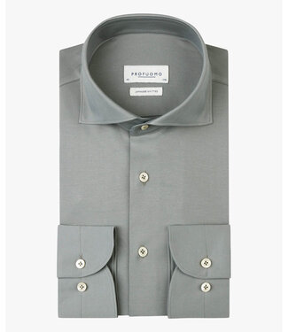 Profuomo slim fit overhemd japanese knitted groen green met parelmoer knopen