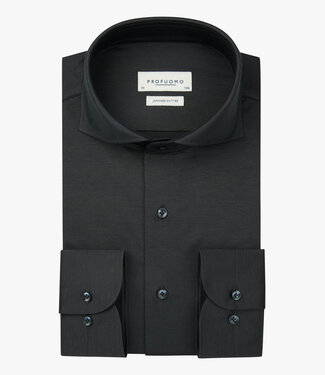 Profuomo slim fit overhemd japanese knitted antraciet grijs