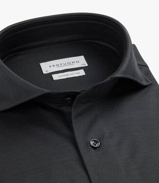 Profuomo slim fit overhemd japanese knitted antraciet grijs