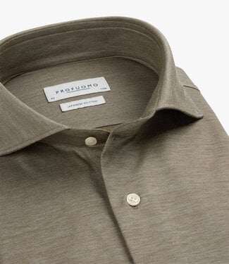 Profuomo slim fit overhemd japanese knitted groen green