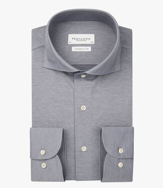 Profuomo slim fit overhemd japanese knitted denim blue