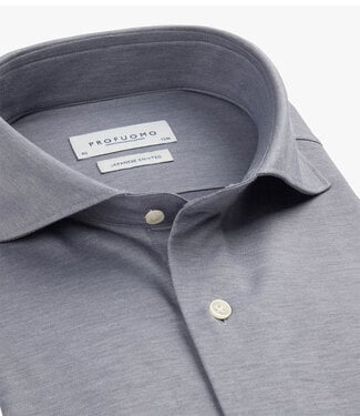 Profuomo slim fit overhemd japanese knitted denim blue