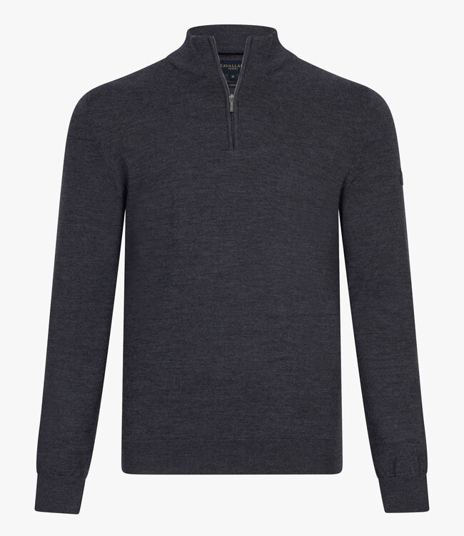 Cavallaro heren antraciet grijs antracite zipper trui  met ritsje merino wol
