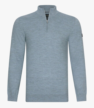 Cavallaro heren blauw grijs half zip trui  met ritsje