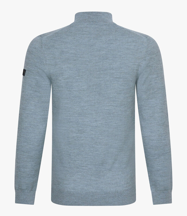 Cavallaro heren blauw grijs grey blue zipper trui  met ritsje merino wol