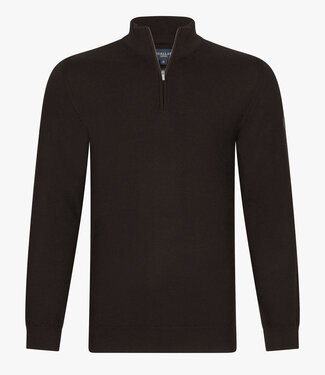 Cavallaro heren donkerbruin dark brown half zip trui  met ritsje