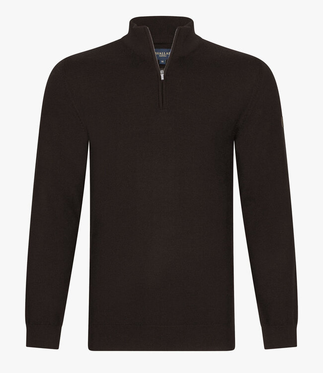 Cavallaro heren donkerbruin dark brown zipper trui  met ritsje merino wol