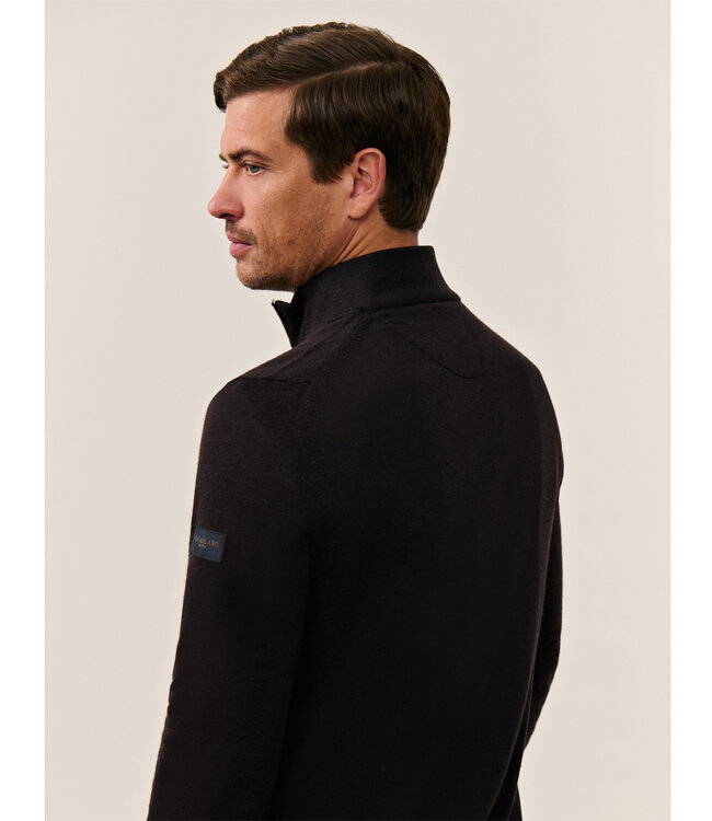 Cavallaro heren donkerbruin dark brown zipper trui  met ritsje merino wol