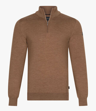 Cavallaro heren camel bruin half zip trui  met ritsje