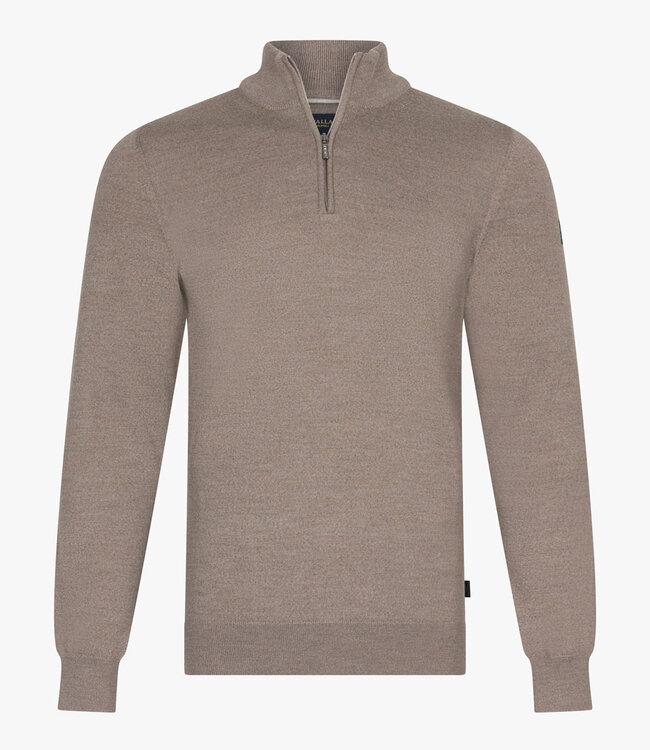Cavallaro heren sand zipper trui  met ritsje merino wol