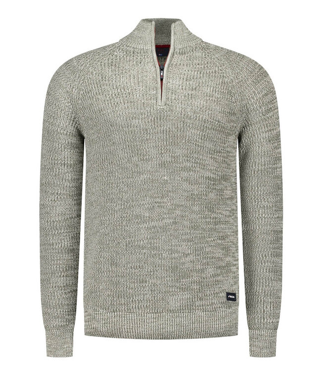 New Zealand Auckland army grey melange olijfgroen grijs melange heren zipper met ritsje