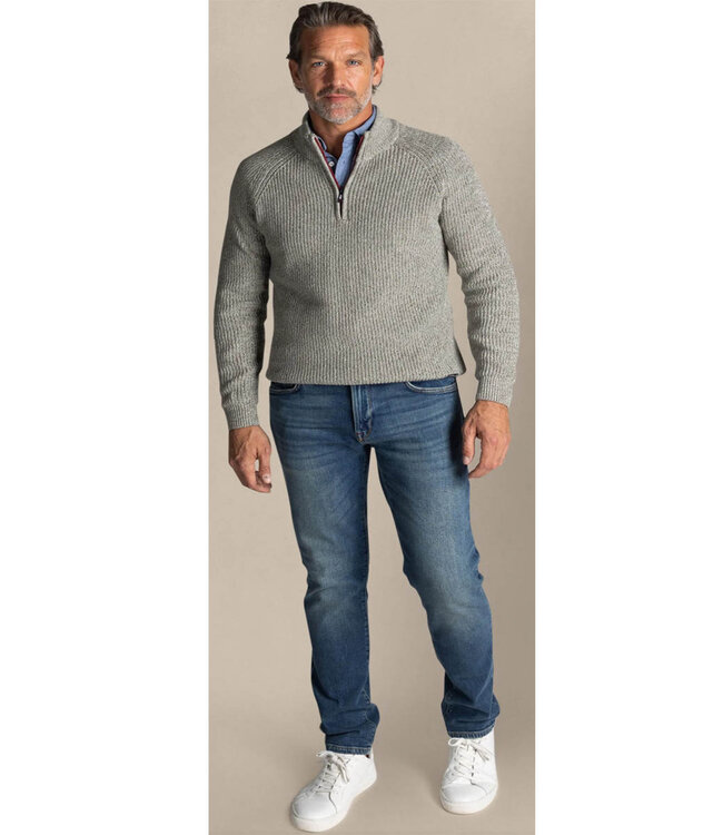 New Zealand Auckland army grey melange olijfgroen grijs melange heren zipper met ritsje