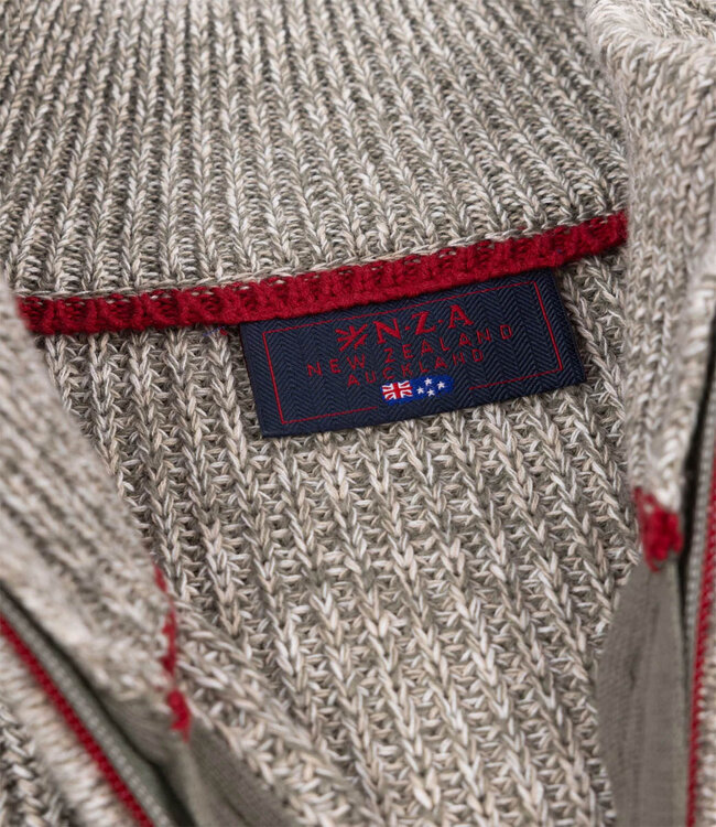 New Zealand Auckland army grey melange olijfgroen grijs melange heren zipper met ritsje