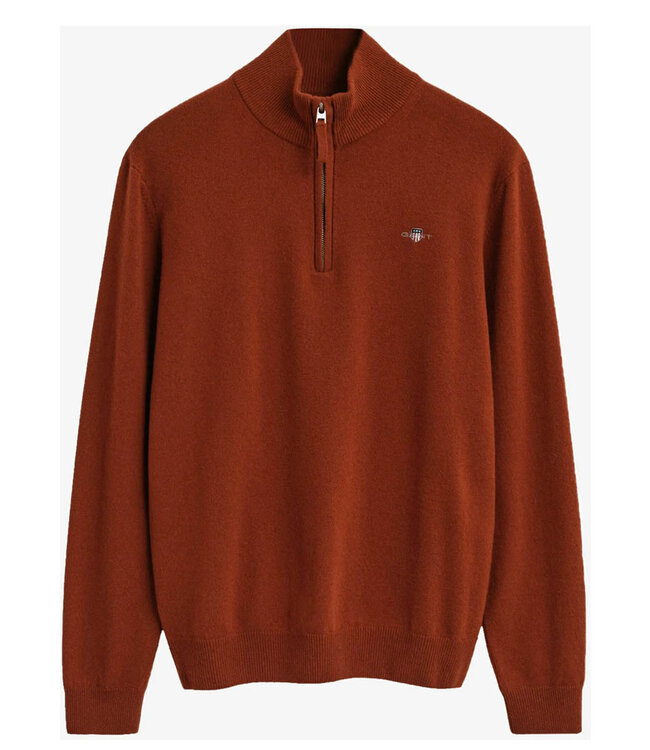 Gant 87213 623 actie heren brique zipper trui ritsje superfine lamswol