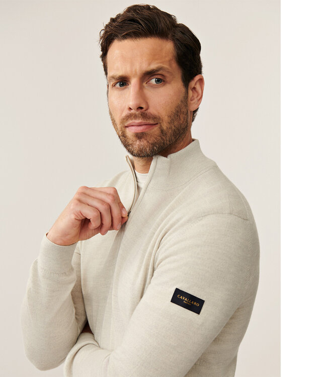 Cavallaro heren kit zipper trui  met ritsje merino wol