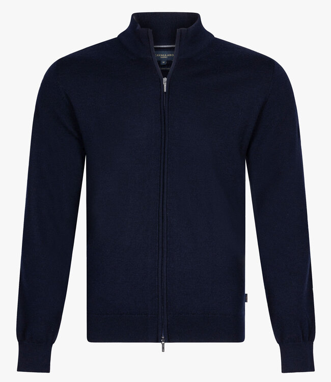 Cavallaro donkerblauw heren vest met rits merino wol