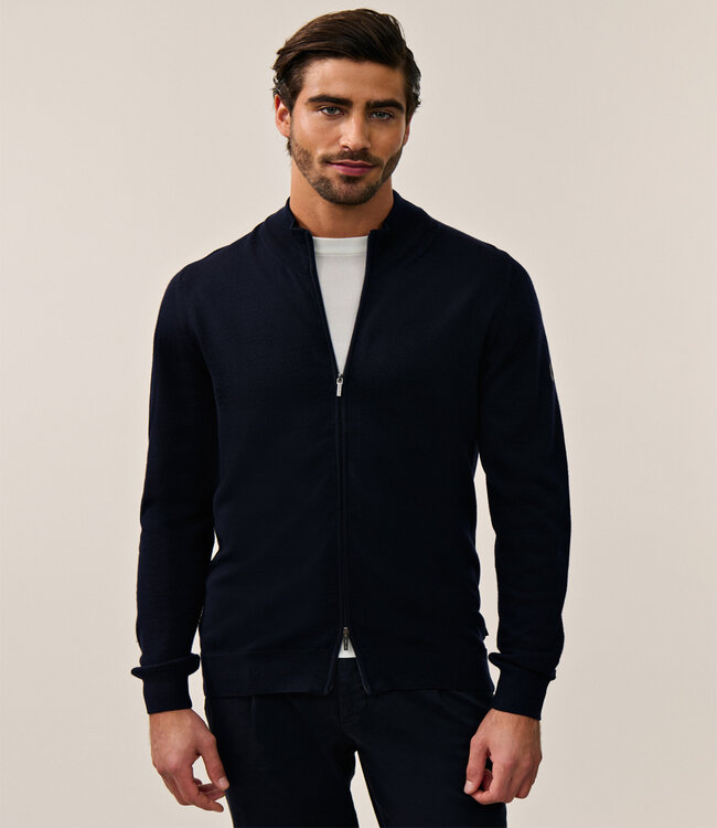 Cavallaro donkerblauw heren vest met rits merino wol