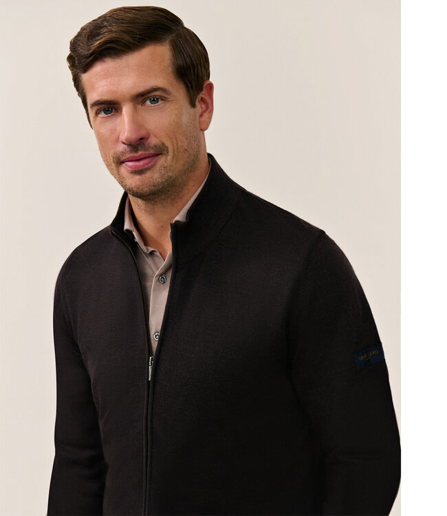 Cavallaro donkerbruin heren vest met rits merino wol