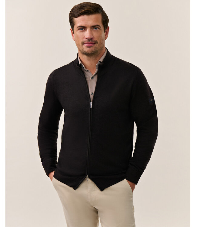 Cavallaro donkerbruin heren vest met rits merino wol