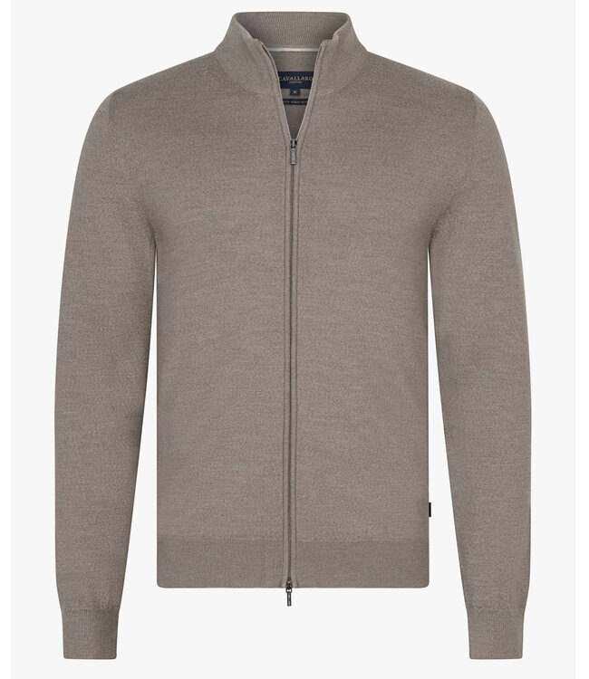 Cavallaro sand heren vest met rits merino wol