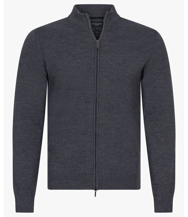 Cavallaro antraciet grijs heren vest met rits merino wol