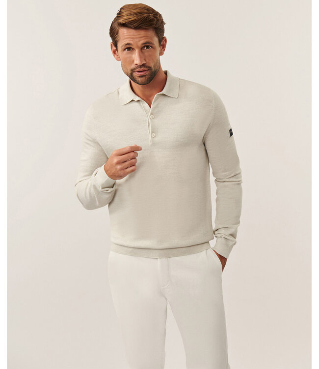 Cavallaro heren kit lange mouw polo slim fit merino wol