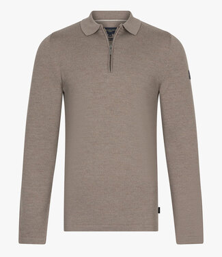 Cavallaro heren sand lange mouw polo slim fit