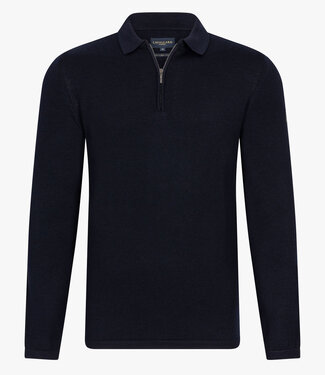 Cavallaro heren donkerblauw lange mouw polo slim fit