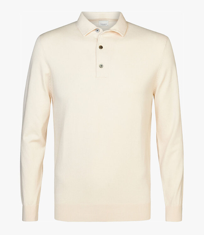 Profuomo PP2J00009D off white piece polo lange mouw met knopen