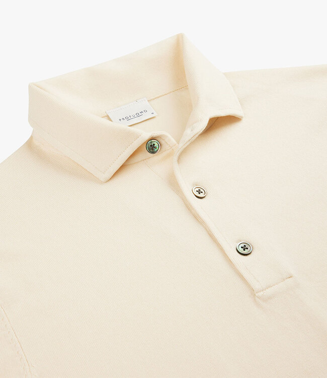 Profuomo PP2J00009D off white piece polo lange mouw met knopen