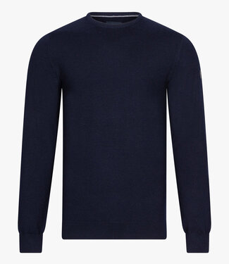 Cavallaro heren donkerblauw ronde hals trui merino wol
