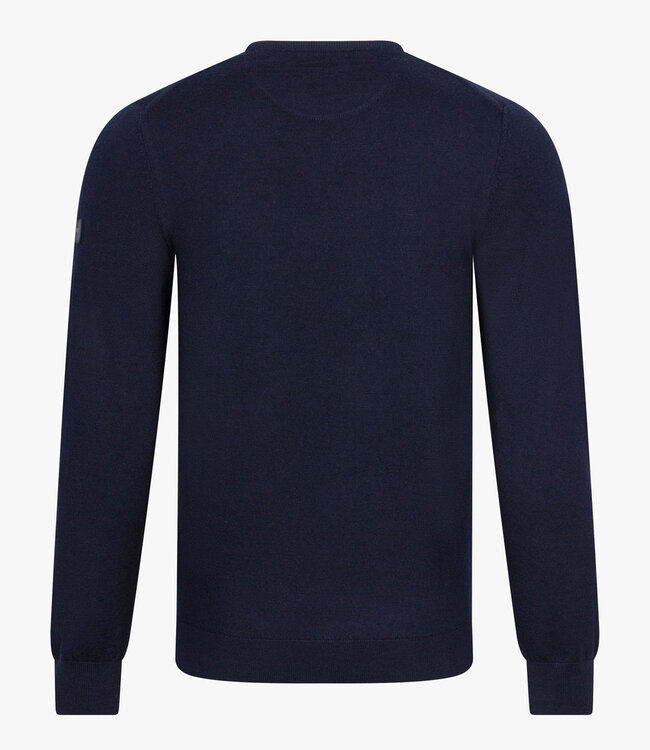 Cavallaro 118255002 heren donkerblauw ronde hals trui merino wol