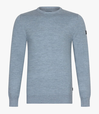 Cavallaro heren blauw grijs ronde hals trui merino wol