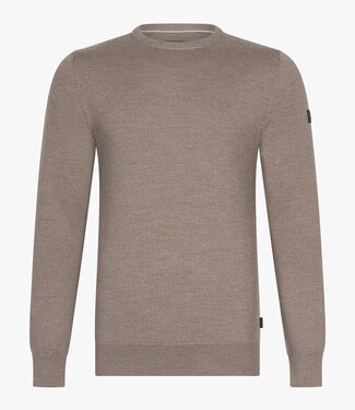 Cavallaro heren taupe bruin ronde hals trui merino wol