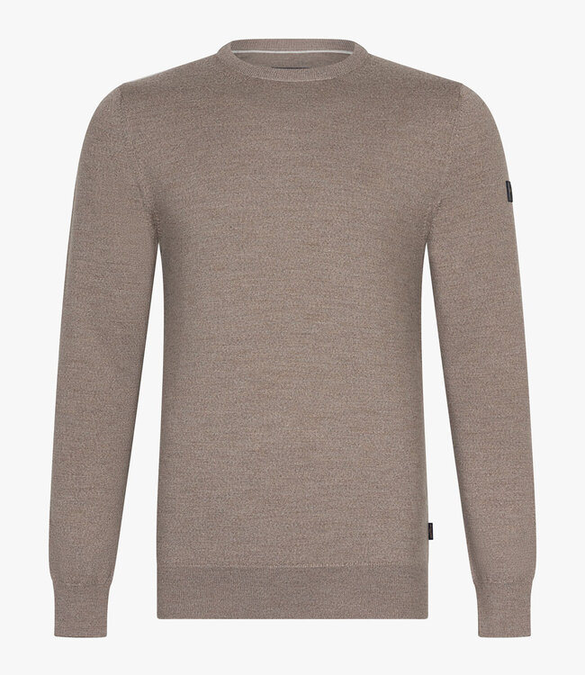 Cavallaro 118255002 heren taupe bruin ronde hals trui merino wol