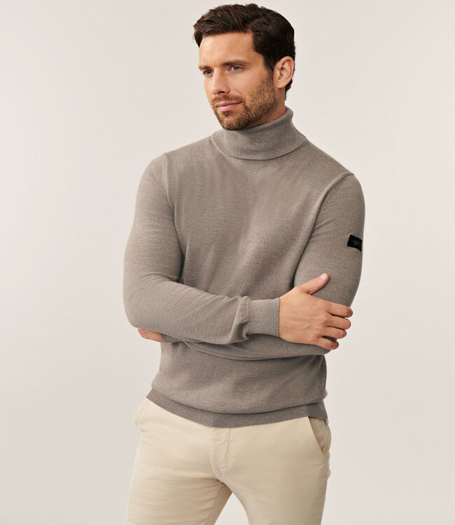 Cavallaro heren coltrui taupe bruin slim fit merino wol