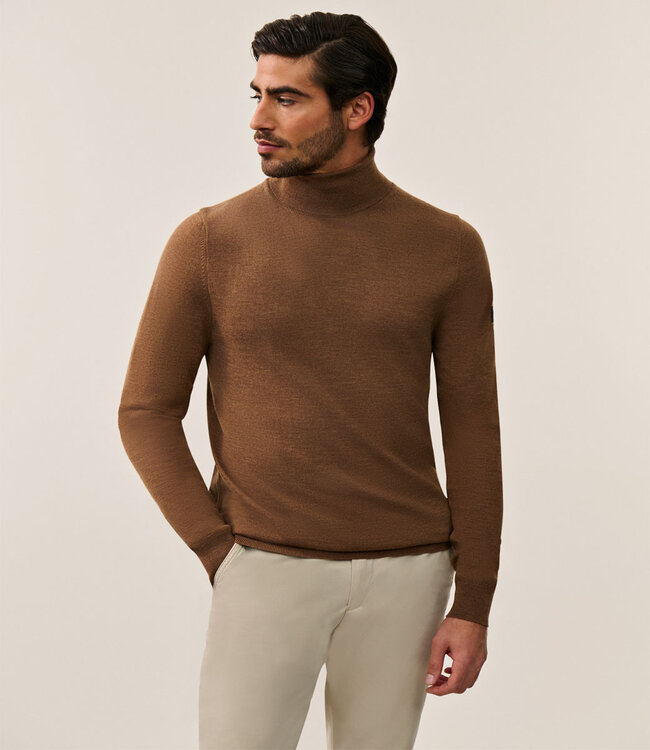 Cavallaro heren coltrui camel bruin slim fit merino wol