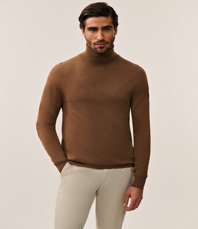 Cavallaro heren coltrui camel bruin slim fit merino wol