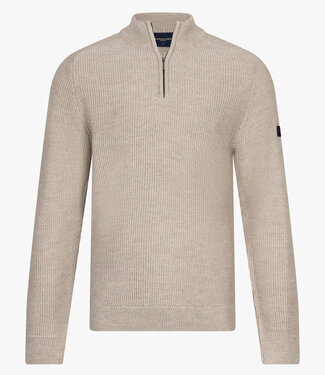Cavallaro luxe italiaanse sagio half zip trui met een grof breisel kit