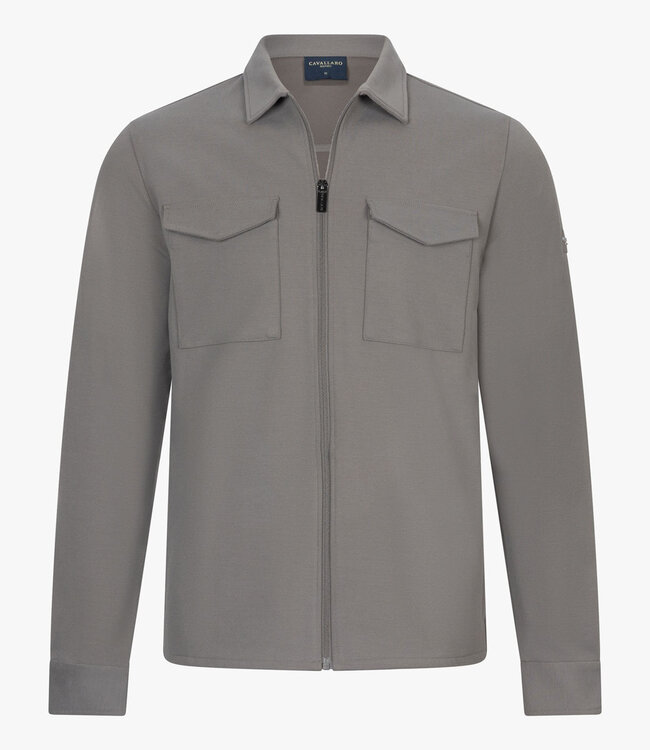 Cavallaro 123255011 Zerino overshirt faded grey met rits en dubbele borstzak