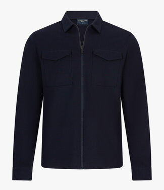 Cavallaro Zerino overshirt donkerblauw met rits en dubbele borstzak
