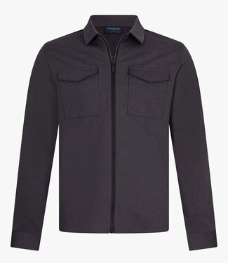 Cavallaro Zanico overshirt antracite melange met rits en dubbele borstzak