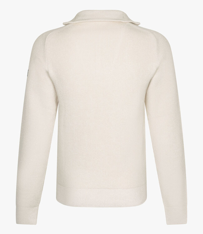 Cavallaro regular fit luxe italiaanse corsico half zip trui met een grof breisel kit