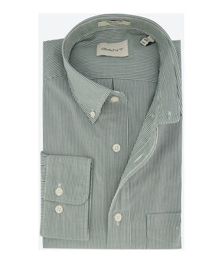 Gant overhemd donkergroen wit fijn streepje lange mouw