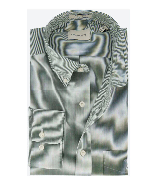 Gant 3000140 338 heren overhemd donkergroen-wit streepje lange mouw