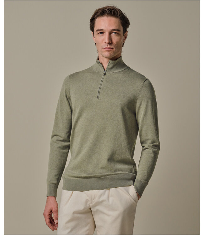 Profuomo PPXJ10008D mid green pullover zipper met ritsje