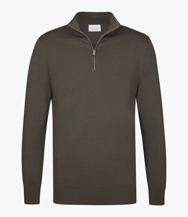 Profuomo PPXJ10008B brown bruin pullover zipper met ritsje