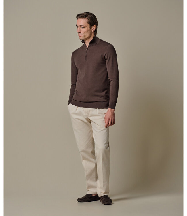 Profuomo PPXJ10008B brown bruin pullover zipper met ritsje