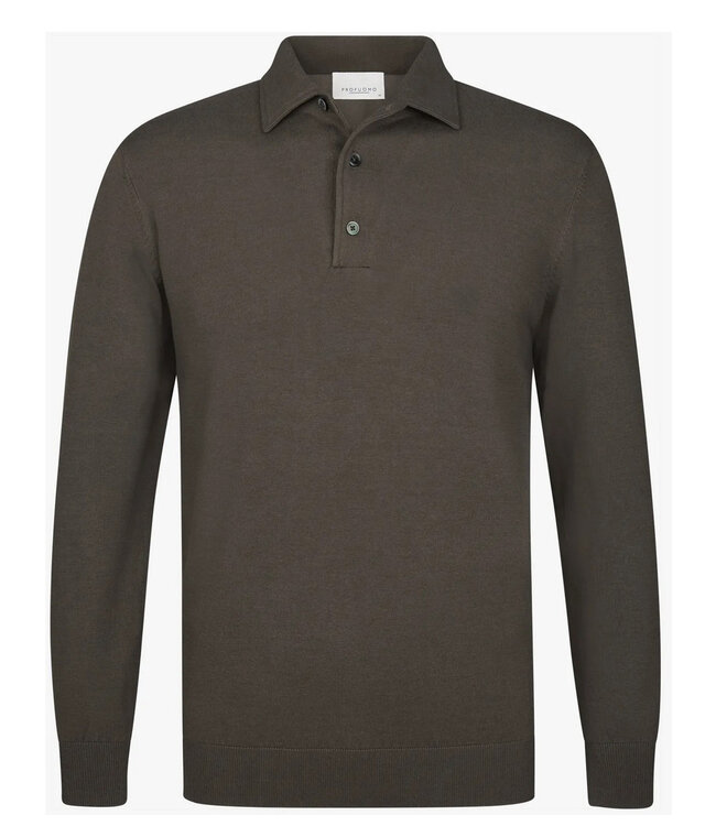 Profuomo PPXJ10005B bruin one piece polo lange mouw